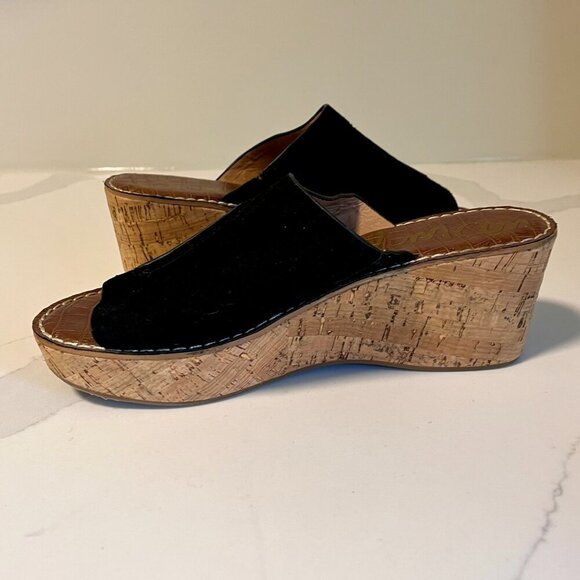 Sam Edelman Ranger Black Suede Cork Wedge Mules Size 10 - Picture 6 of 15